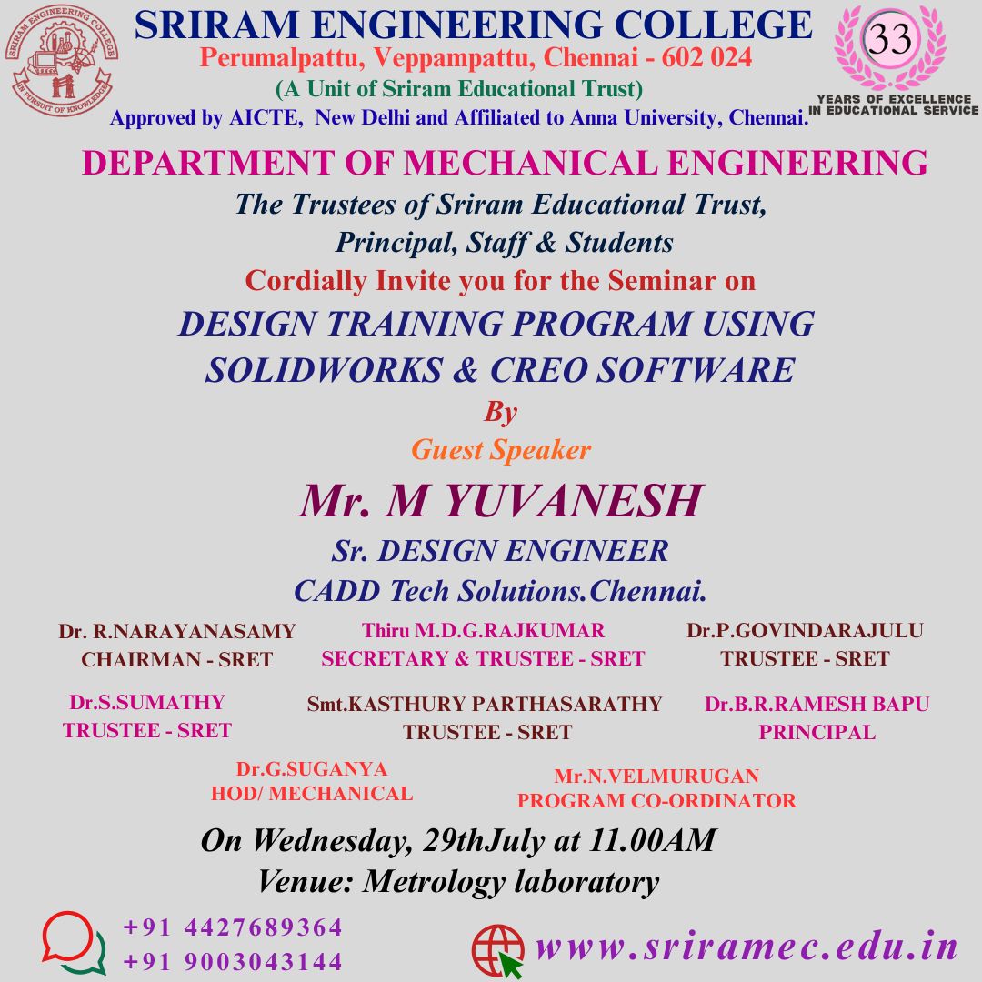 Design Training Program using Solid Works and Creo Software